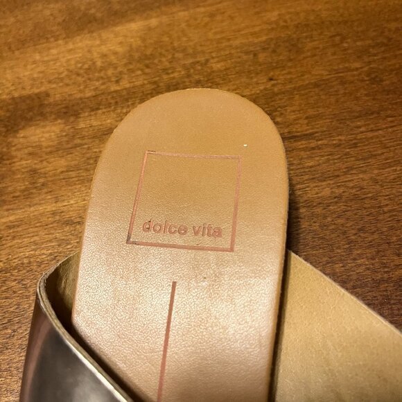 Dolce Vita criss cross slide sandals gold metallic women 7.5 - Picture 3 of 5
